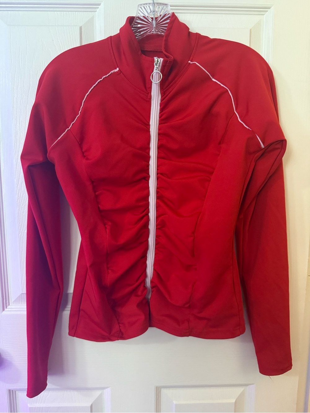 Women's Red Zip-Front Athletic Jacket